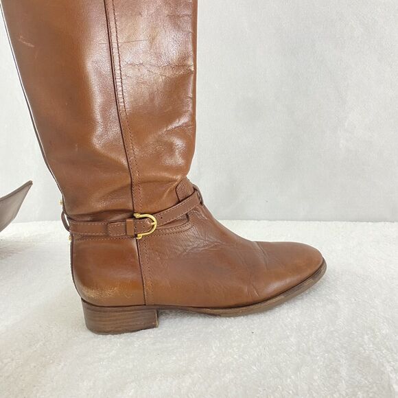 $495 TORY BURCH Nadine BROWN LEATHER Horse Bit Equestrian BOOTS Size 11 #5207 - Picture 14 of 16